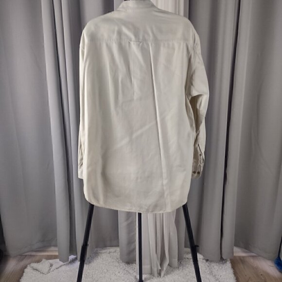 Keeler Bay Mens 100% Cotton Long Sleeve Button Down Beige Shirt Size Medium - Picture 3 of 11